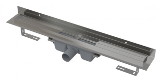 Душевой лоток AlcaPlast с порогами для цельной решетки и фиксированным воротником к стене 85см хром APZ16-850